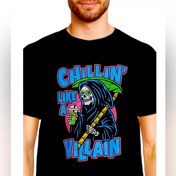 Chillin Reaper Men's Black Short Sleeve Graphic Tee - Picture 2 of 3
